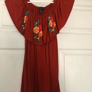 Off The Shoulder Red Flower Top